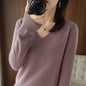 New Autumn and Winter Knitwear Women's V Neck Long-Sleeved Pullover Top Pure Color Korean Style Loose Bottoming Shirt Slimming Look Outer Wear Thin
