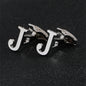 Cross-Border Specially Designed for Silver 26 English Letters Glossy Men's Cufflinks Manufacturer Wholesale Personalized French Shirt Cufflinks