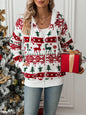 Flash velvet 2023 cross-border autumn and winter new European and American women's Amazon long sleeve cardigan Christmas printed plush coat