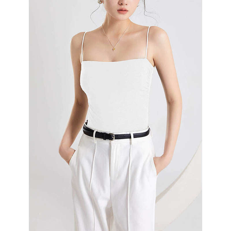 2026 New Style Pleated Camisole with Chest Pads, Integrated Bra, and Outerwear for Women in Summer